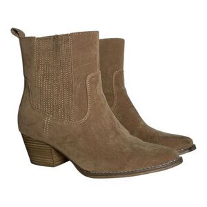 UNIVERSAL THREAD WOMENS BOOTS BROWN ZIPPER CLOSE SLIP ON SIZE 10